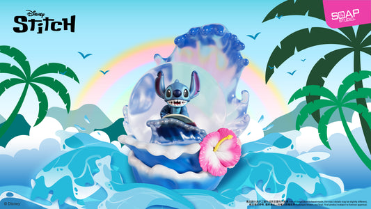 DY314 Disney Stitch Flower Surfing Snow Globe