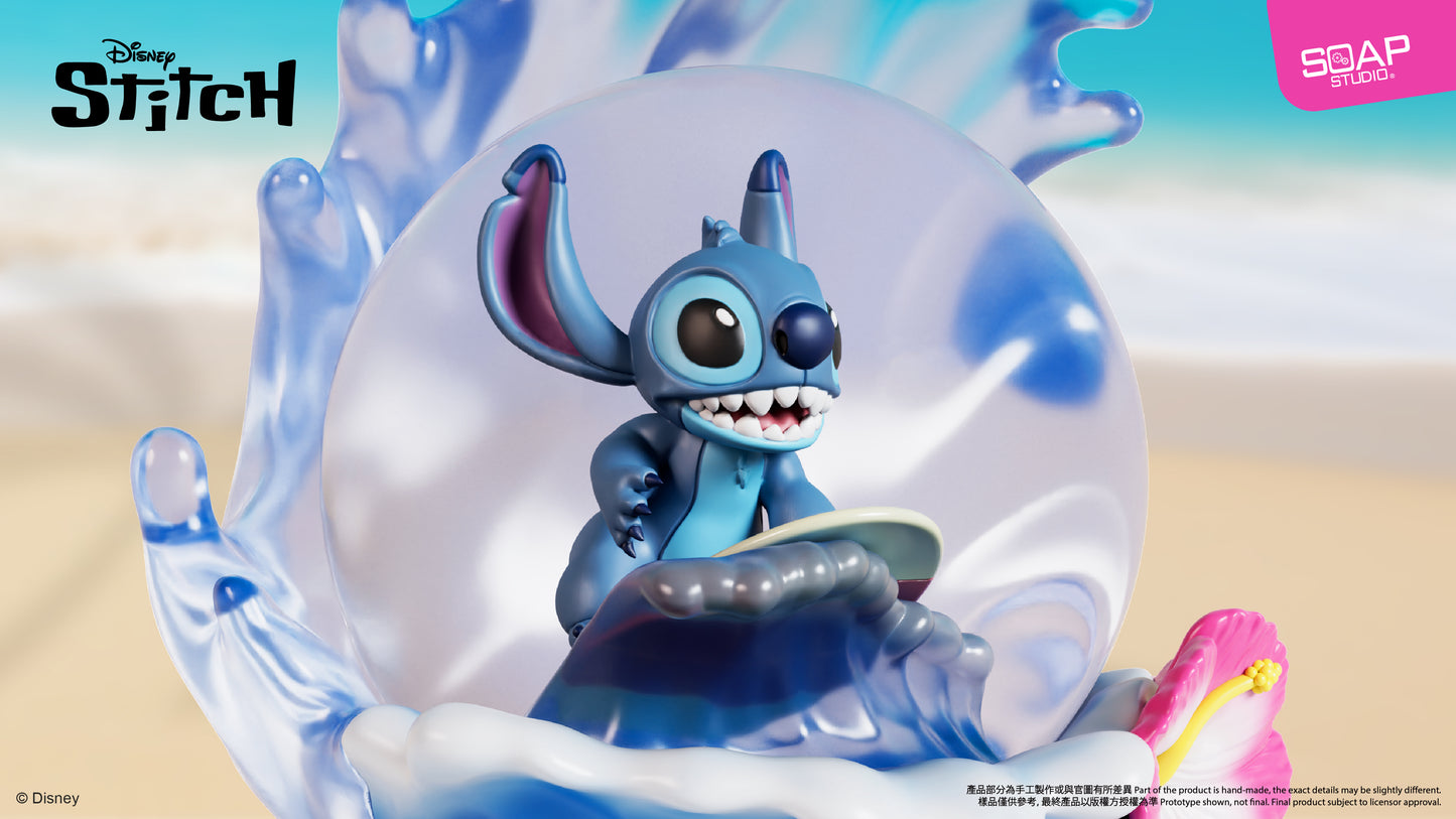 DY314 Disney Stitch Flower Surfing Snow Globe