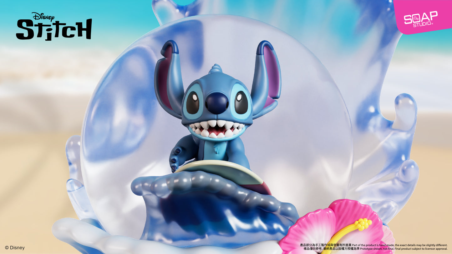 DY314 Disney Stitch Flower Surfing Snow Globe