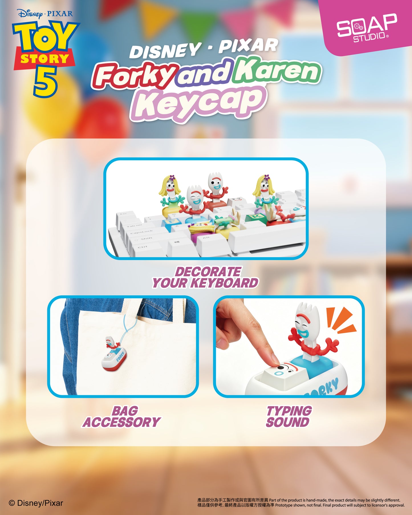 <快將推出> PX829A 皮克斯小叉和凱倫鍵帽 Disney.Pixar Forky and Karen Keycap